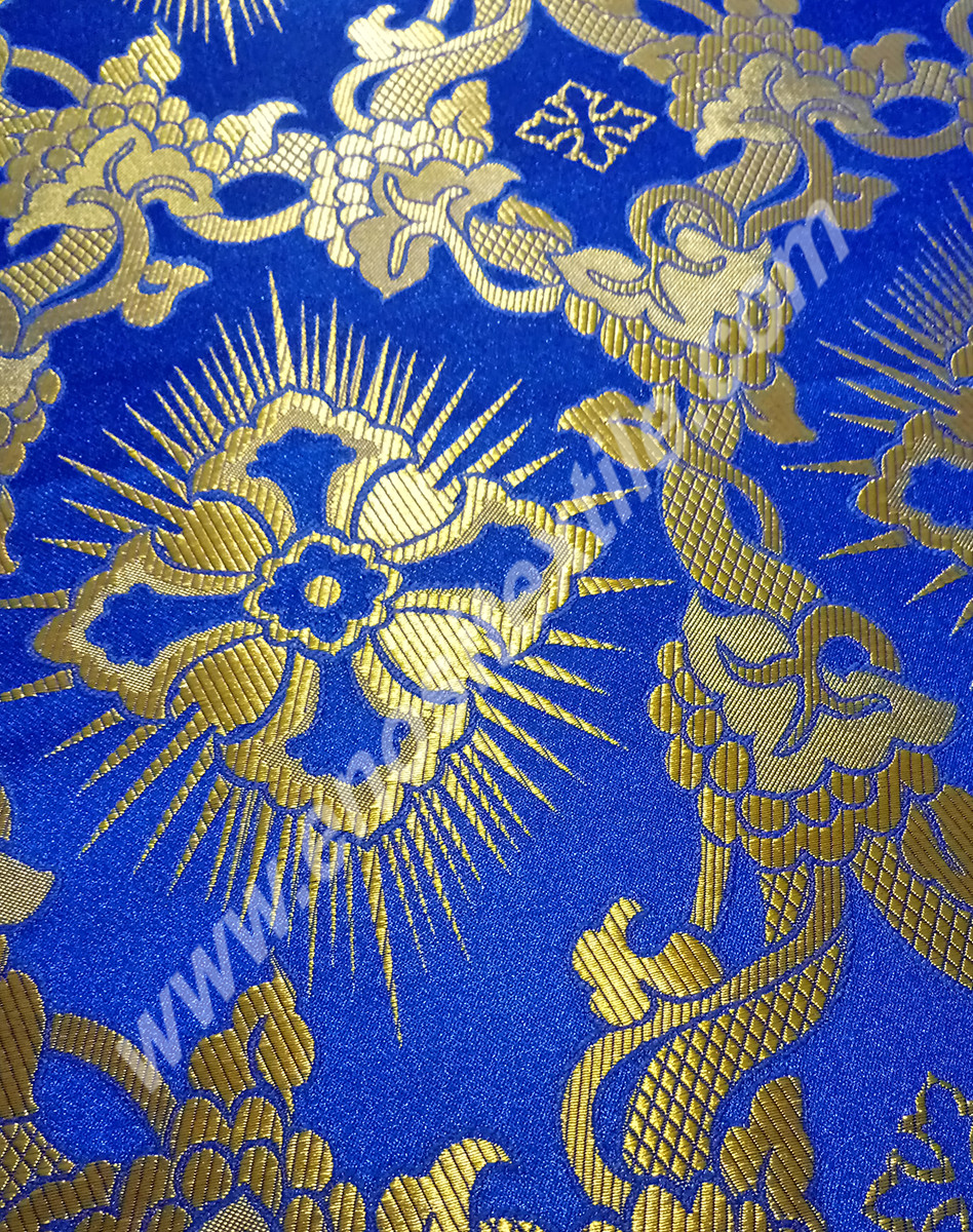 KL-003 Blue-Gold Brocade Fabrics